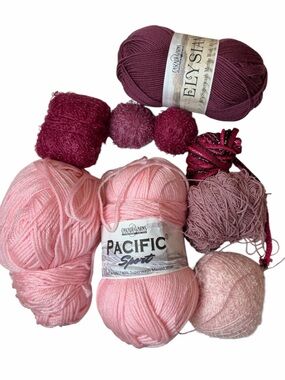 Yarn Mixed Lot Pinks Purples Colorful Yarn Skeins Crafts Knit Crochet Wool +